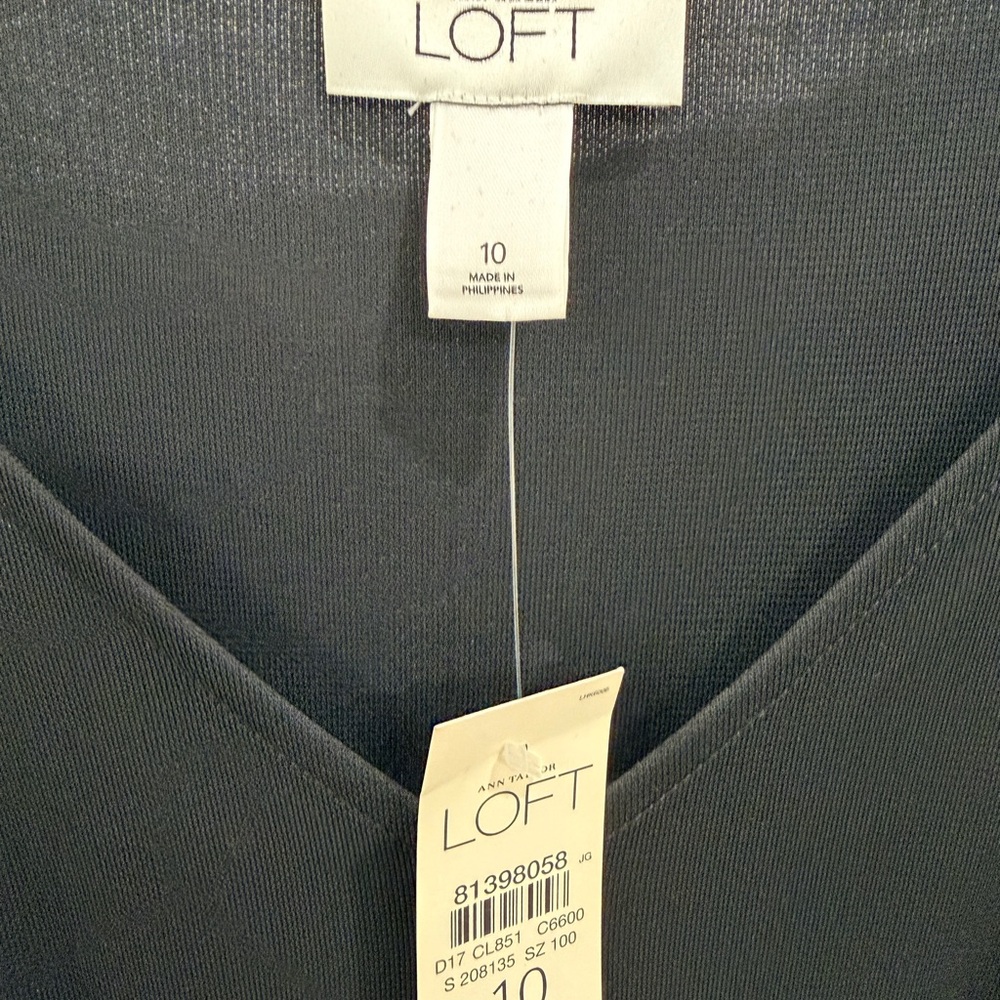 LOFT Black Midi Dress with White embroidery - Picture 3 of 4